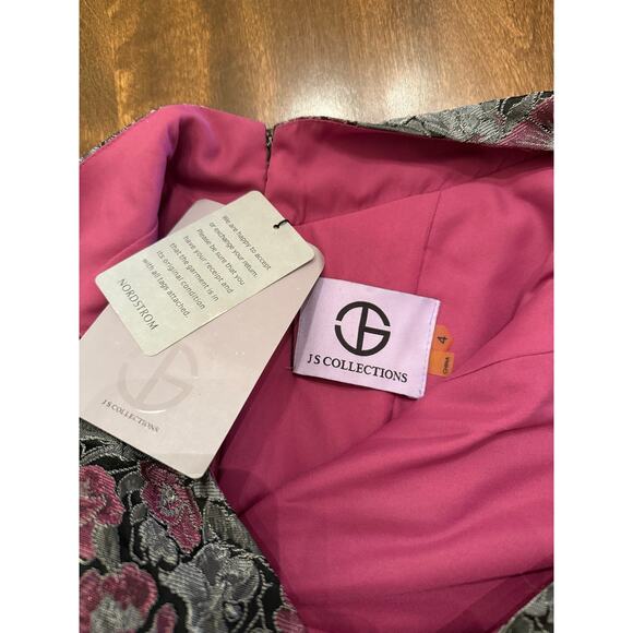 NWT JS Collections Women's Floral Jacquard Maxi Formal Prom Trumpet Dress Size 4 - Picture 6 of 14